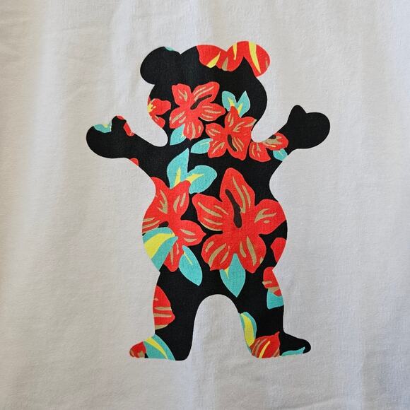 Grizzly Bear Floral White Short Sleeve Tee Size 2XL - Picture 2 of 7
